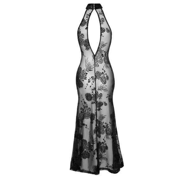 Платье длинное сексуальное с узорами S F239 Noir Handmade, черное 08328/F239 S фото