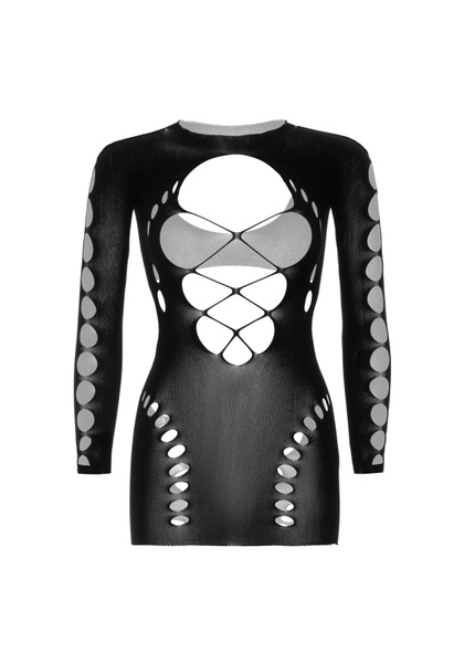 Бесшовное мини-платье Leg Avenue Long sleeve cut out mini dress One size Black SO8570 фото