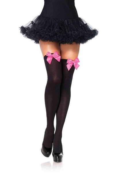 Чулки с бантом Leg Avenue, черные/розовые 6255Black/Pink фото