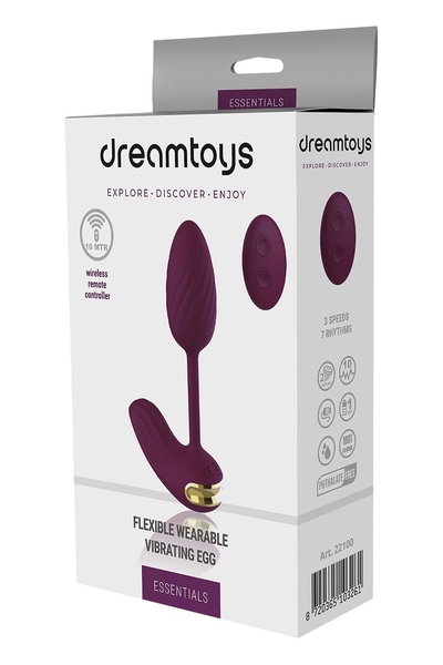 Віброяйце гнучке з пультом керування Dream Toys Essentials, фіолетовий DT22100 фото