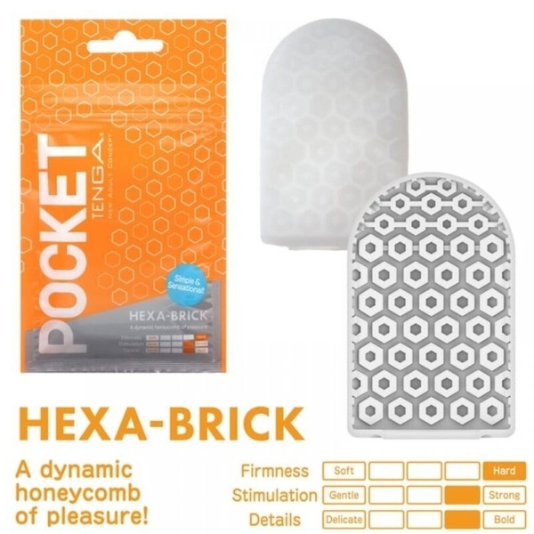 Мини мастурбатор нереалистичный Tenga Pocket Hexa-Brick, с рельефом, белый TN74900 фото