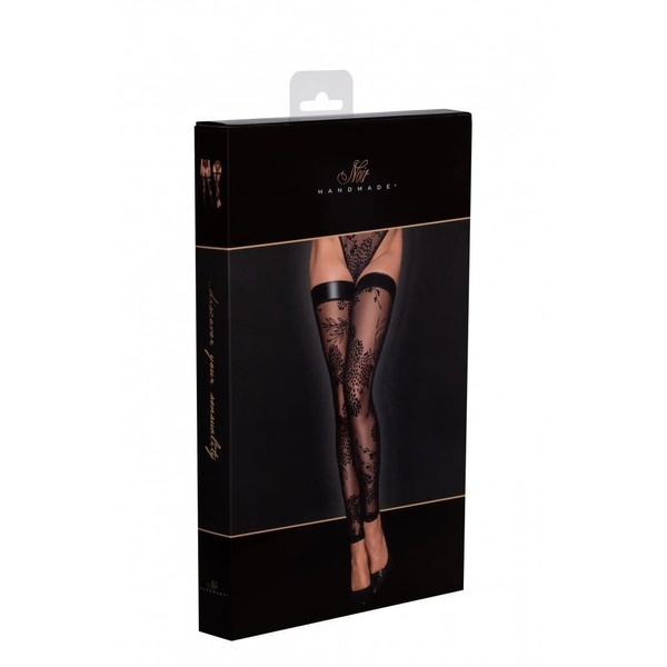 Сексуальные чулки с открытыми носками S F243 Noir Handmade, с узорами, черные NR08540 фото