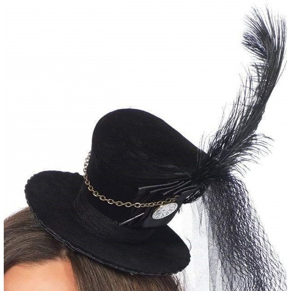 Мини-цилиндр женский Steampunk Velvet Mini Top Hat от Leg Avenue, черный A1958 фото