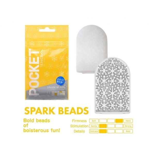 Мини мастурбатор нереалистичный Tenga Pocket Spark Beads, с рельефом, белый TN74948 фото