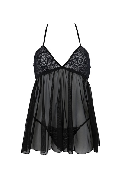 Пеньюар Passion KERRIA CHEMISE black S/M - ECO Passion SX0489 фото