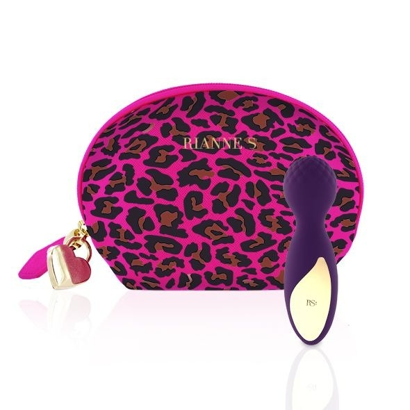 Вибратор мини-микрофон Rianne S Essentials Lovely Leopard Mini Wand в сумочке, фиолетовый E27846 фото
