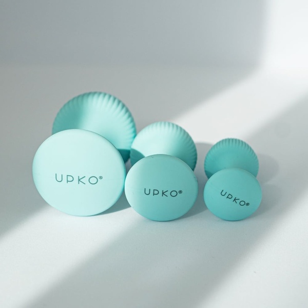 Набор анальных пробок с рельефом UPKO The Mushroom силиконовые, голубые, 3 шт. U65153 фото