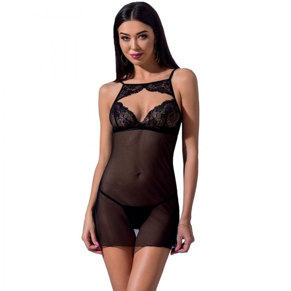 Пеньюар VERONIQUE CHEMISE black S/M - Passion P53036 фото