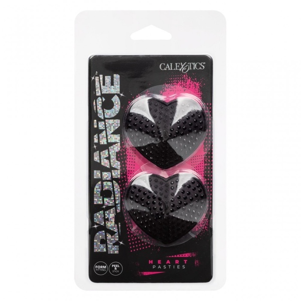 Пэстисы на соски в форме сердец Radiance CalExotics, со стразами, черные CL12260 фото