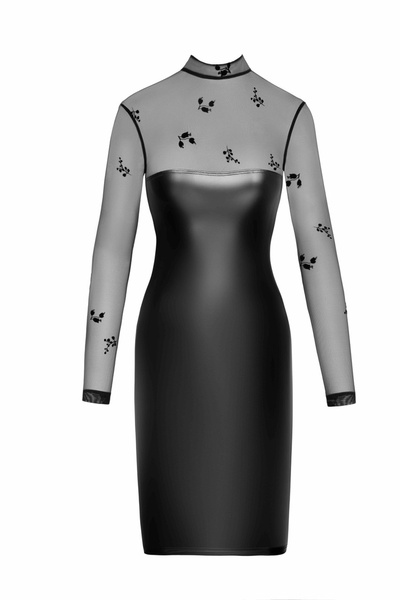 Платье виниловое Sublime F310 Noir Handmade, с полупрозрачным верхом, черное, размер S 13070/F310 фото