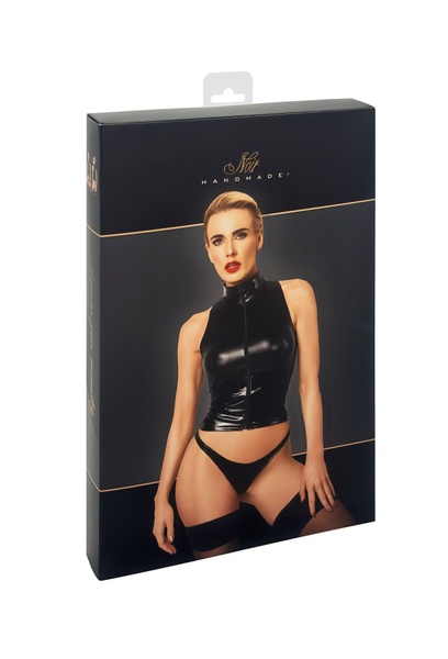 Топ Noir Handmade F324 Glam wetlook top with vinyl corset - M SX0376 фото