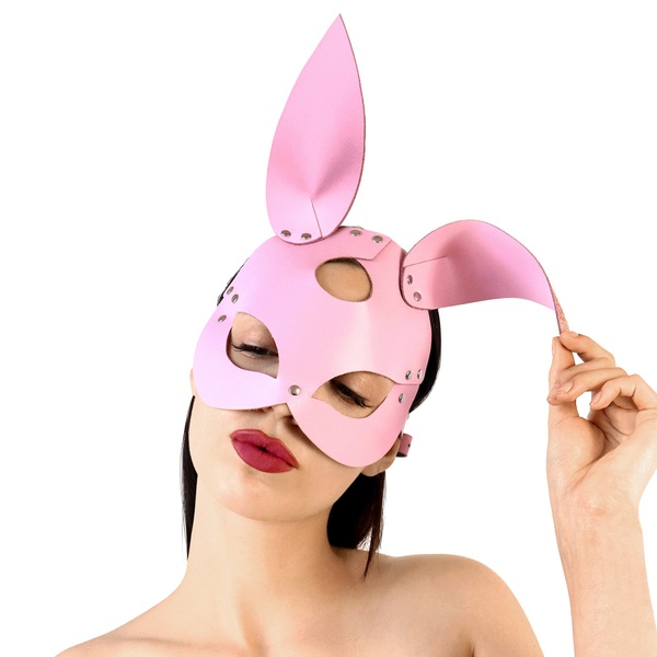 Кожаная маска Зайки Art of Sex - Bunny mask, цвет Розовый SO9647 фото