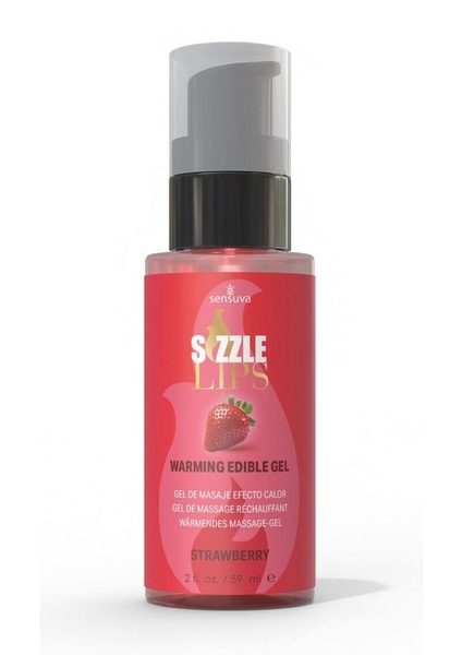 Согревающий массажный гель Sensuva Sizzle Lips Strawberry (59 мл), без сахара, съедобный SO9830 фото