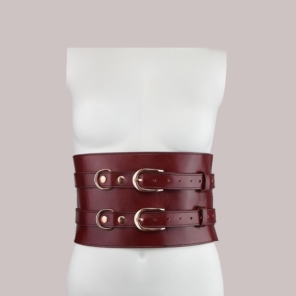 Кожаный пояс для бондажа Liebe Seele Wine Red Waist Cuff L Size SO9462 фото