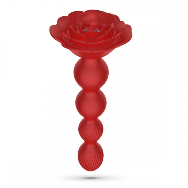 Анальная елочка Роза с вибрацией и ротацией Rosaline Crushious, с пультом, силиконовая, красная C24272 фото
