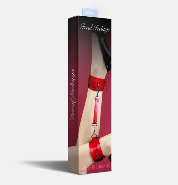 Поножи Feral Feelings – Ankle Restraints, натуральная кожа, red SO8258 фото