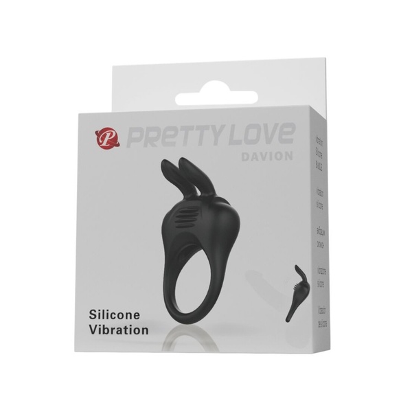 Вибро-эрекционное кольцо с ушками Pretty Love черное, 7.4 х 4.2 см PL66031199 фото