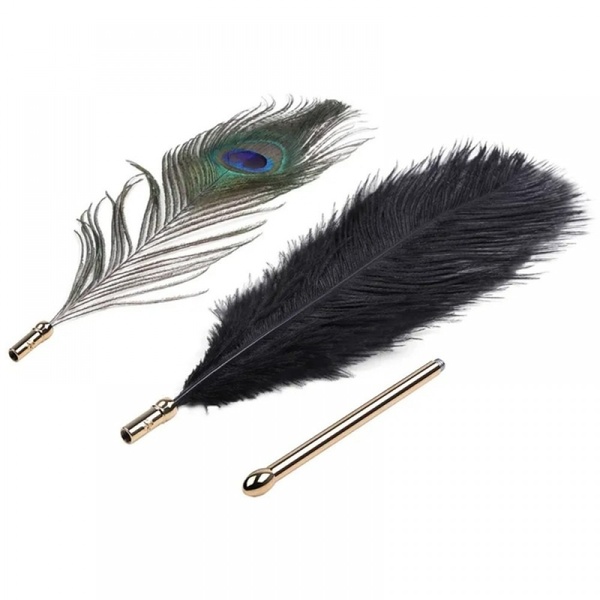 Набор из 2 перышек ,Natural Peacock Flirting Feather Tickler 04995/Z-SMD-032-ZH фото