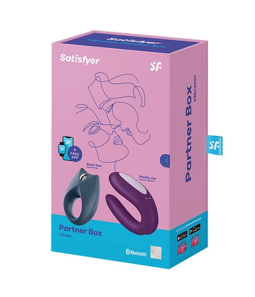 Набор вибромассажеров для пар Satisfyer Partner Box 2 (Double Joy + Royal One), синий-фиолетовый ST4018508 фото