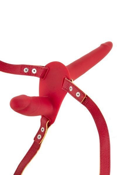 Подвійний страпон Fetish Tentation Strap-On with Double Dildo Red (м'ята упаковка!) SO3750-R фото