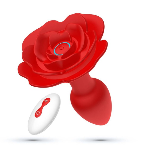 Анальная пробка роза с вибрацией и ротацией Crushious Giulietta Rotating с дистанционным пультом C23355 фото