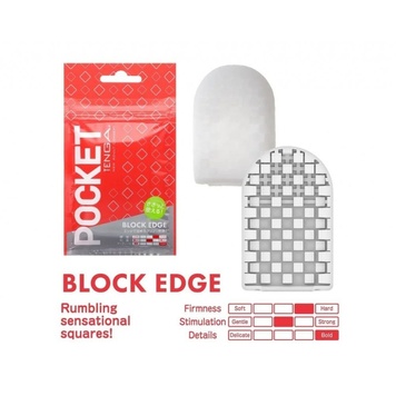 Міні мастурбатор нереалістичний Tenga Pocket Block Edge, з рельєфом, білий TN54166 фото