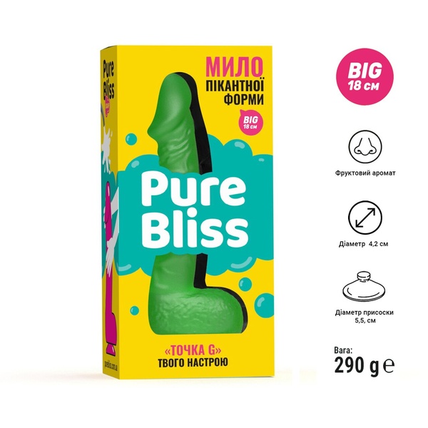 Крафтове мило-член із присоскою Pure Bliss BIG Green, натуральне SO6368 фото